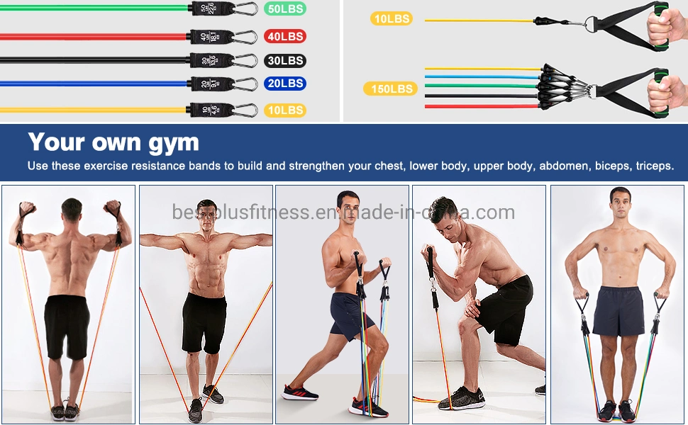 Resistance Band 11 Piece Home Gym Training Workout Kit for Power Lifting and Strength Training Cardio Exercise